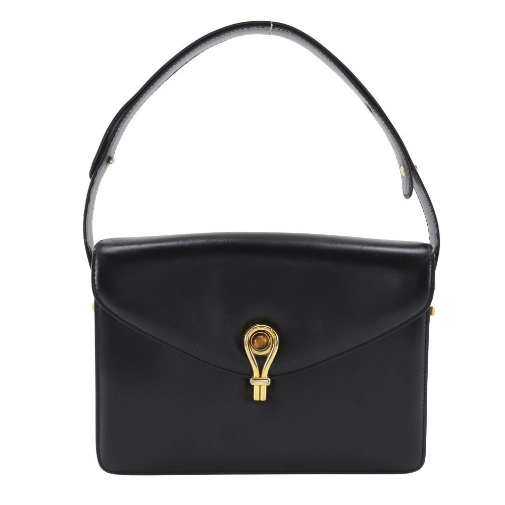 Gucci Shoulder Bag Calfskin Black Flap Closure